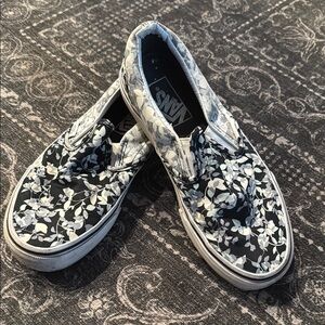 Vans Monochrome Floral Slip-Ons
